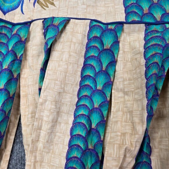 Vintage MAMO HOWELL Hawaiian Aloha Tropical Maxi Muumuu Dress Peacock Fringe 8 - Picture 3 of 15